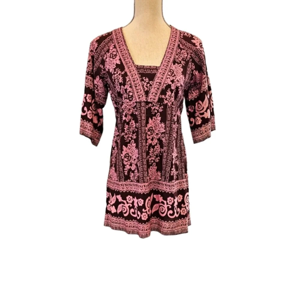 Nwot Charlotte Russe Purple Floral Boho Tunic Top